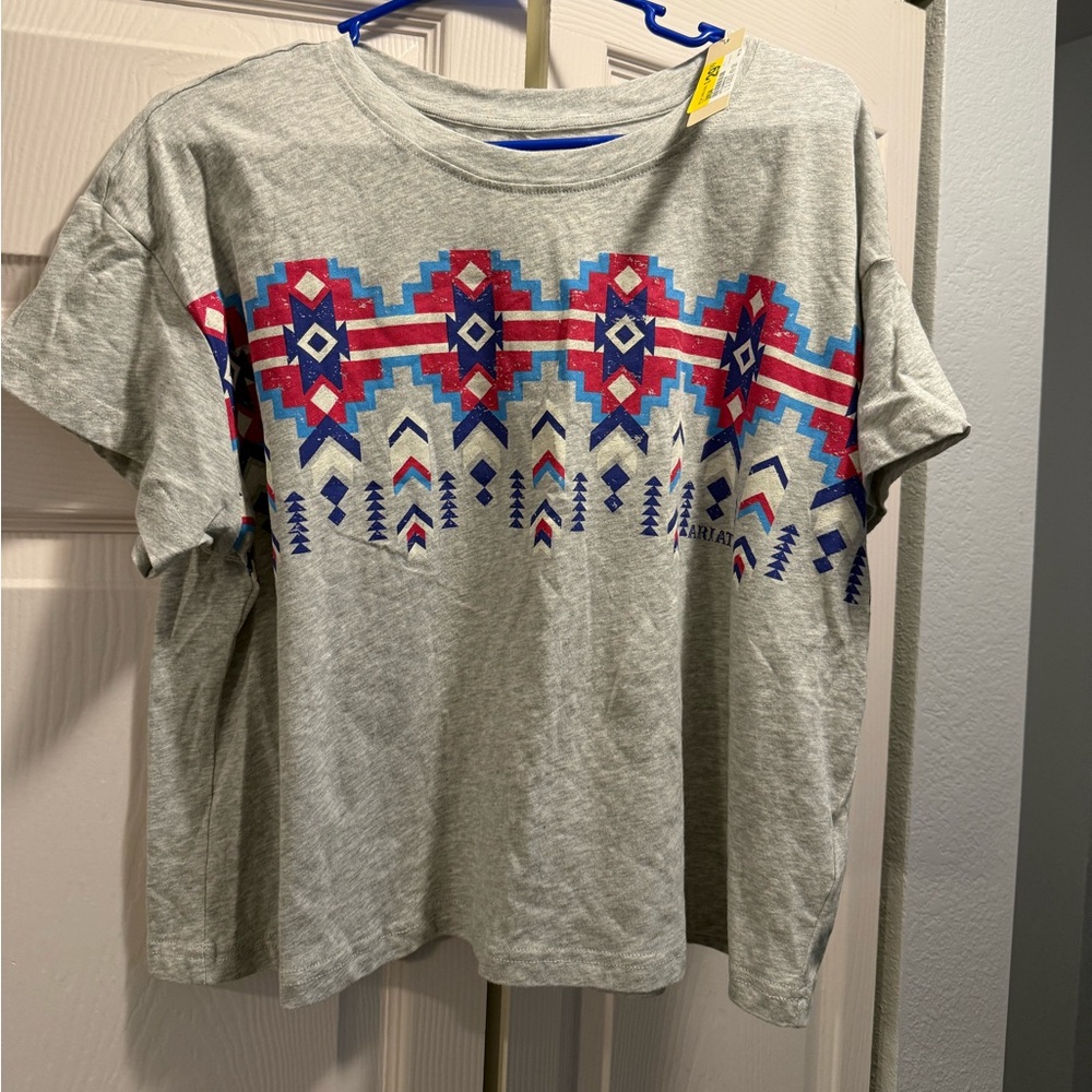 Ariat Gray Tribal Print Crop Top